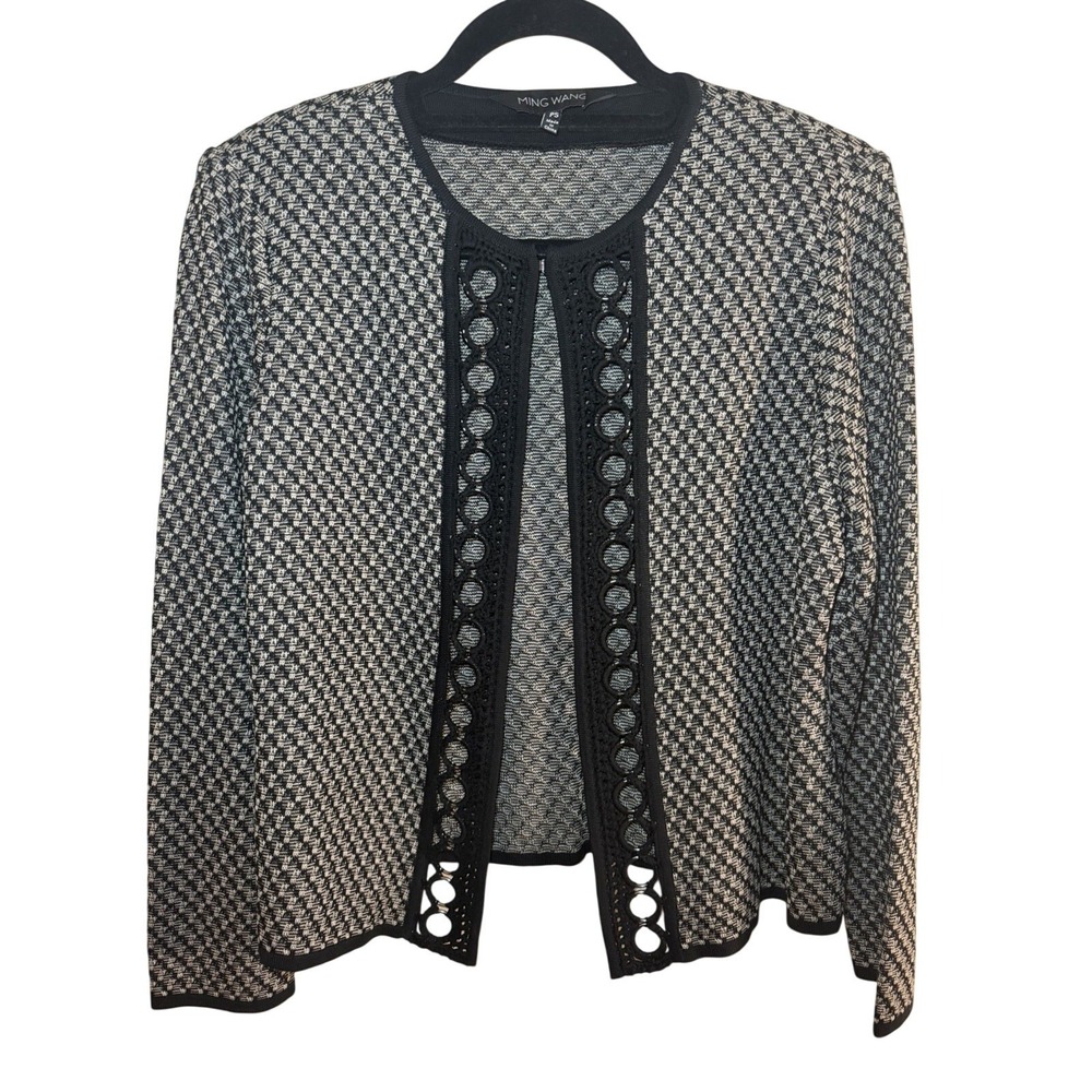 Ming Wang Women's Dark Academia Knit Cardigan Jacket Long Sleeve Sz PS Lagenlook